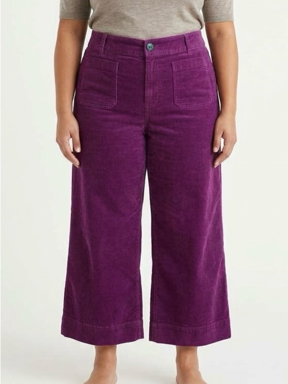 Maeve Anthropologie Colette Cropped Wide-Leg Violet Corduroy Pants Boho Chic 24W